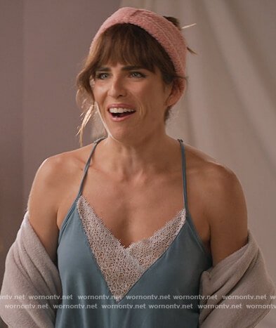 Marina’s blue lace trim cami on Home Economics