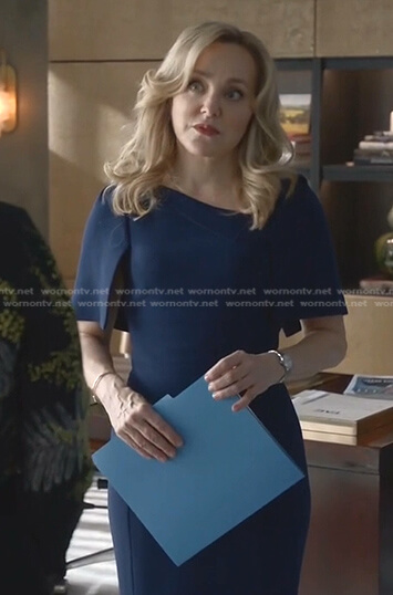 Marissa’s blue Asymmetric sheath dress on Bull