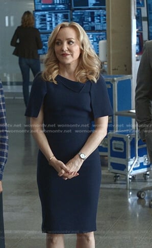 Marissa’s blue Asymmetric sheath dress on Bull