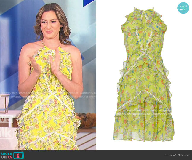 Marissa Webb Yellow Floral Midi Dress