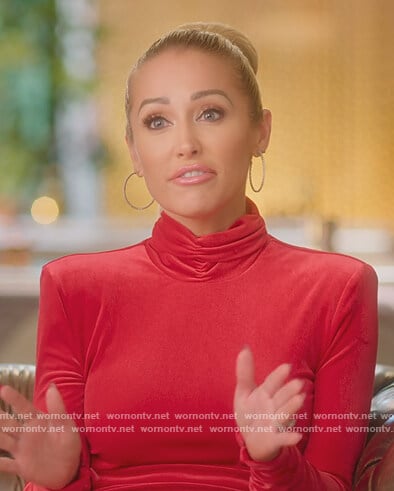 Mary’s red velvet mini dress on Selling Sunset