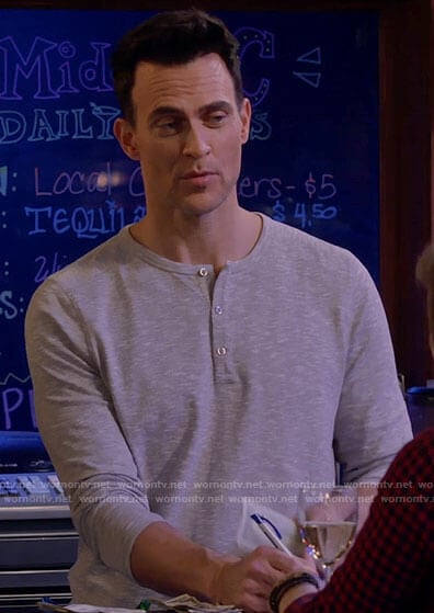 Max’s grey henley tee on Call Me Kat
