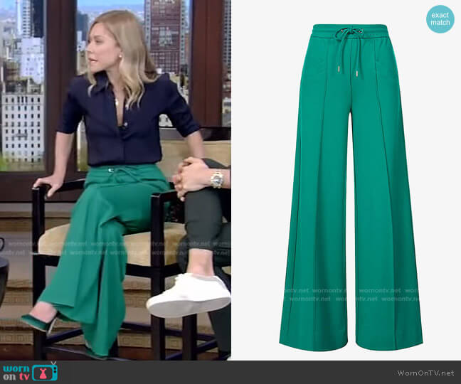 Me and Em Drawstring-Waist Wide-Leg Stretch-Woven Trousers worn by Kelly Ripa on Live with Kelly and Mark
