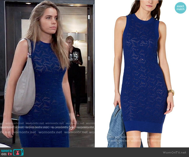 Michael Michael Kors Knit Lace Sleeveless Sheath Dress worn by Sasha Gilmore (Sofia Mattsson) on General Hospital
