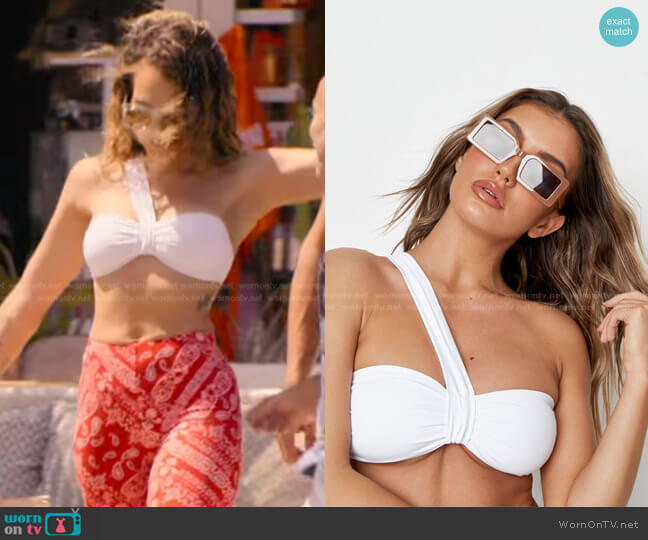 Missguided Ruched One Shoulder Bikini Top worn by Amanza Smith on Selling Sunset