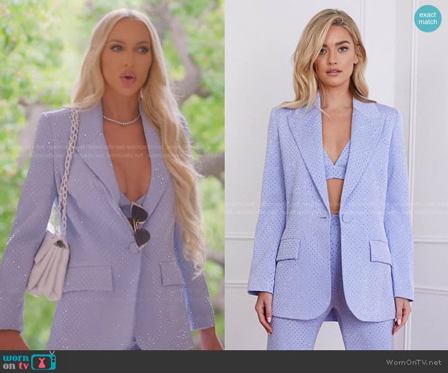 Nadine Merabi Kira Blue Blazer worn by Christine Quinn on Selling Sunset