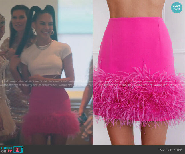 Nadine Merabi Mia Pink Skirt worn by Amanza Smith on Selling Sunset