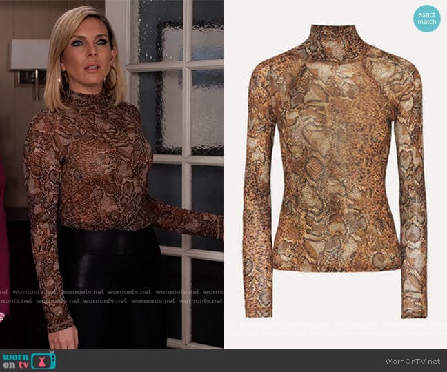 Nanushka Snake Skin Mesh Top worn by Brianna (June Raphael) on Grace and Frankie