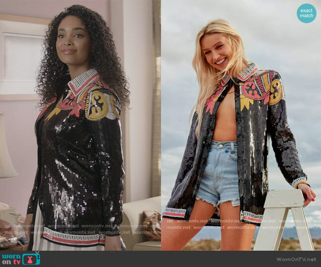 Nasty Gal Country Star Sequin Embellished Shirt worn by Skye (Madison Shamoun) on All American