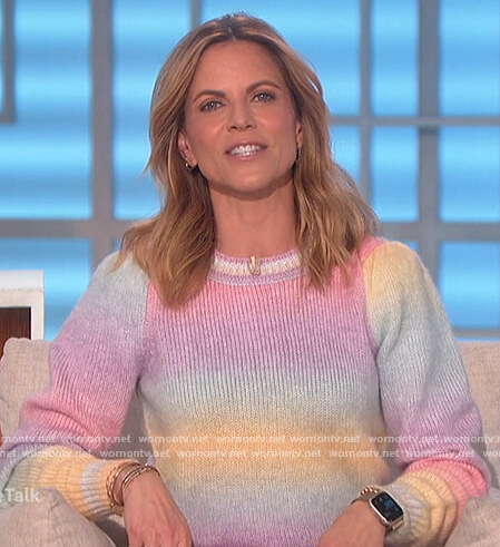 Natalie’s rainbow ombre sweater on The Talk