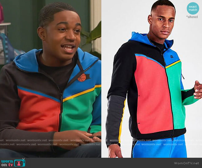 Nike Tech Fleece Taped Full-Zip Hoodie worn by Booker Baxter (Issac Ryan Brown) on Ravens Home