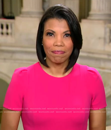 Nikole Killion’s pink short sleeve dress on CBS Mornings