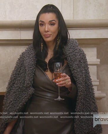Noella’s leather wrap dress and fur coat on The Real Housewives of Orange County