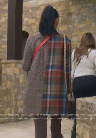 Noella’s mixed plaid coat on The Real Housewives of Orange County