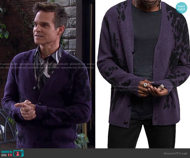 John Varvatos Star USA Alger Regular Fit Cardigan Sweater worn by Leo Stark (Greg Rikaart) on Days of our Lives