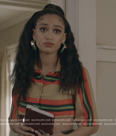 Olivia’s stripe cropped top on All American