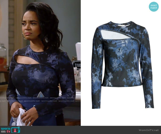 Open Edit Cutout Detail Mock Neck Top worn by Randi (Kyla Pratt) on Call Me Kat