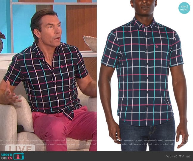 Original Penguin Multi-Color Dobby Windowpane Shirt worn by Jerry O'Connell on The Talk
