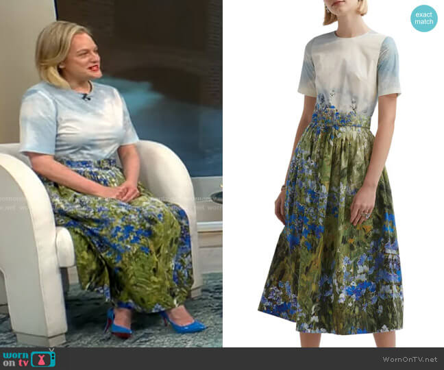 Oscar de la Renta Floral Field Poplin Dress