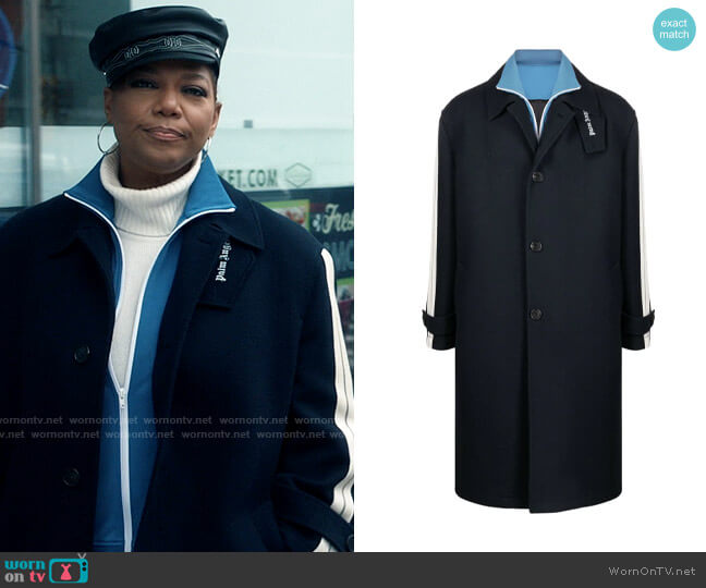 Palm Angels Side-stripe Single-breasted Coat worn by Robyn McCall (Queen Latifah) on The Equalizer