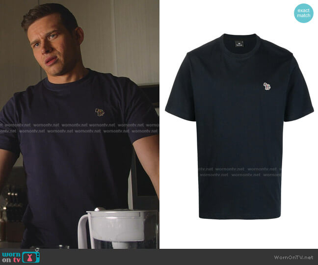 PS Paul Smith Zebra-Patch Cotton T-shirt in Navy worn by Evan Buckley (Oliver Stark) on 9-1-1