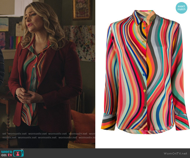 PS Paul Smith Swirl-print silk shirt worn by Alice Cooper (Mädchen Amick) on Riverdale