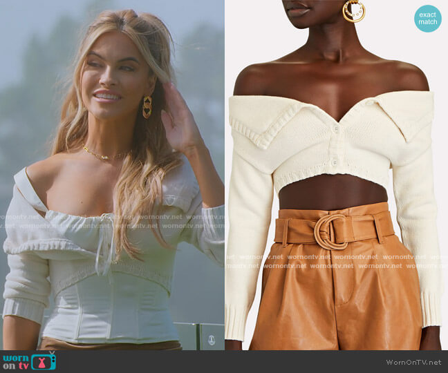 WornOnTV: Chrishell's white cropped off shoulder cardigan on