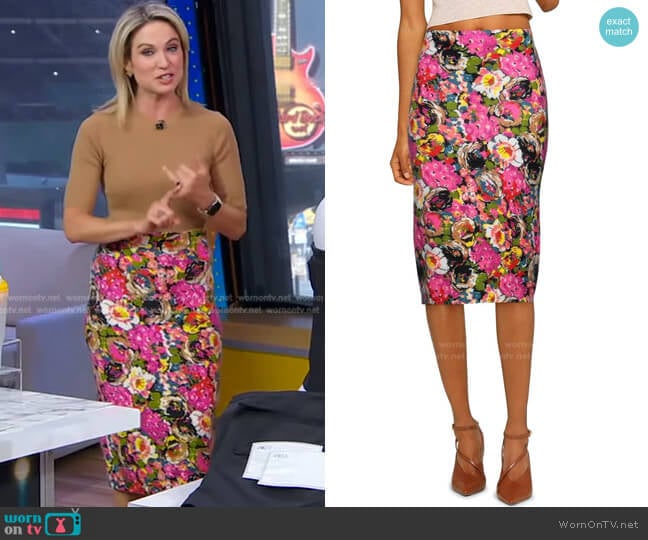 Prada Floral Skirt worn by Amy Robach on Good Morning America