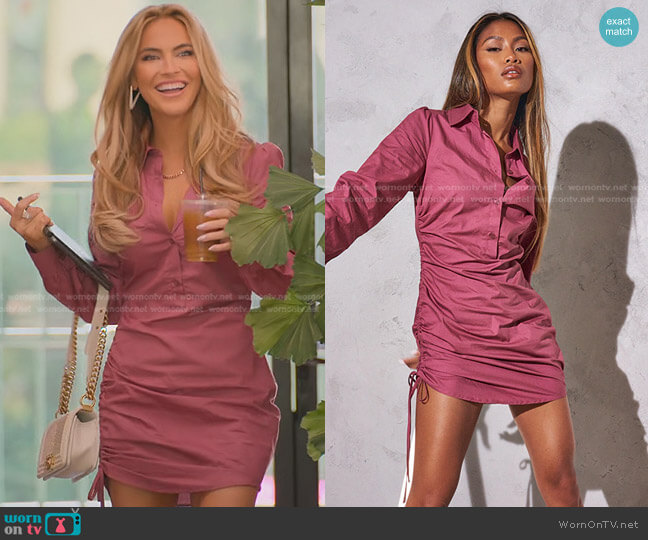 Pretty Little Thing Ruched Side Fitted Shirt Dress worn by Chrishell Stause on Selling Sunset