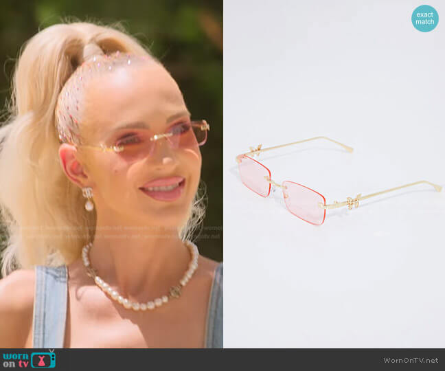 Pretty Little Thing Gold Frame Pink Lens Butterfly Sunglasses worn by Christine Quinn on Selling Sunset