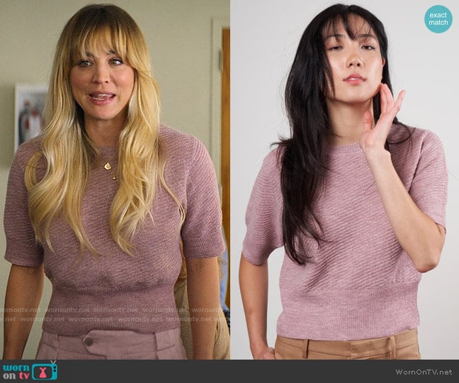 Rachel Comey Calibra Top in Heather Rose worn by Cassie Bowden (Kaley Cuoco) on The Flight Attendant