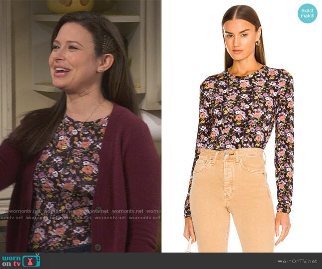 Rag and Bone Sabeen Floral Long Sleeve T-Shirt worn by Jen (Katie Lowes) on How We Roll