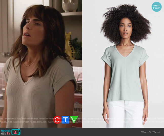 Rag & Bone The Knit Rib V-Neck Tee worn by Marina (Karla Souza) on Home Economics