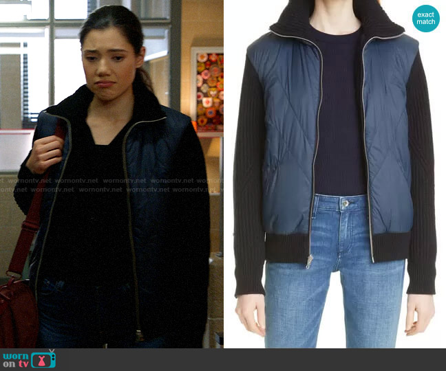 Rag & Bone Mikaela Bomber Jacket worn by Violet Mikami (Hanako Greensmith) on Chicago Fire
