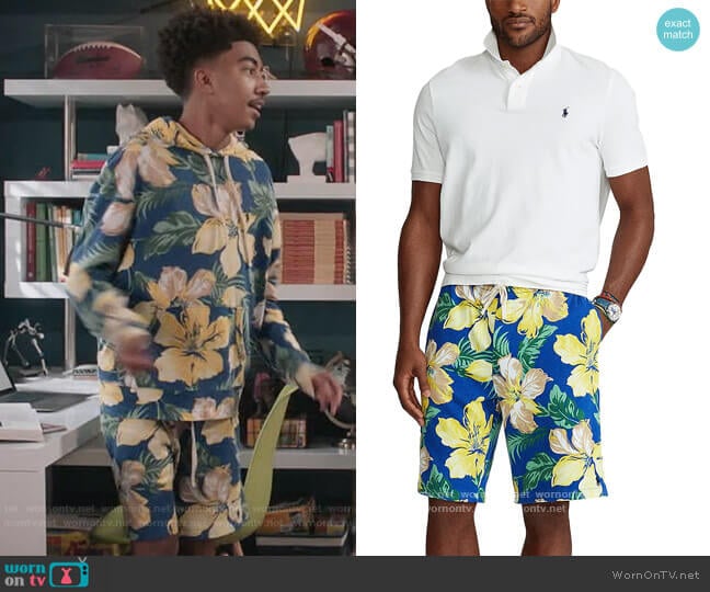 Ralph Lauren Floral Spa Terry Shorts worn by Jack Johnson (Miles Brown) on Black-ish