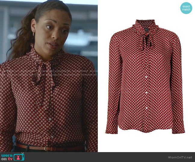 Ralph Lauren Ruffle-Trim Mulberry Silk Shirt worn by Danny James (Jaime Lee Kirchner) on Bull