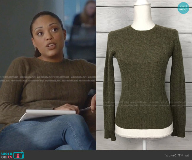 Polo Ralph Lauren Cashmere Cable Knit Sweater in Hunter Green worn by Danny James (Jaime Lee Kirchner) on Bull