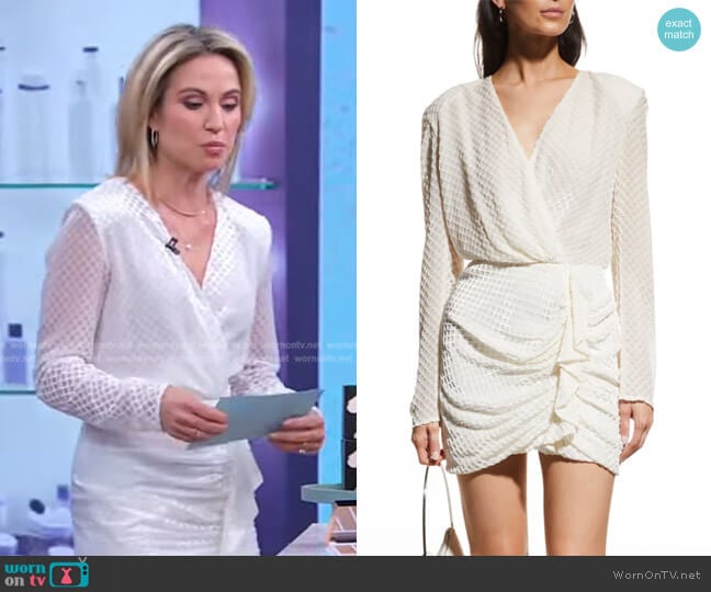 Ramy Brook Allona Ruched Mini Dress worn by Amy Robach on Good Morning America
