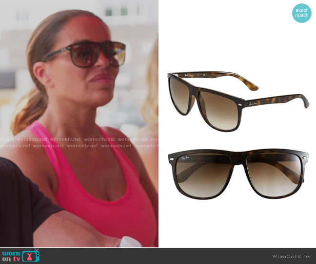 Ray Ban Boyfriend 60mm Flat Top Sunglasses worn by Dolores Catania on The Real Housewives of New Jersey