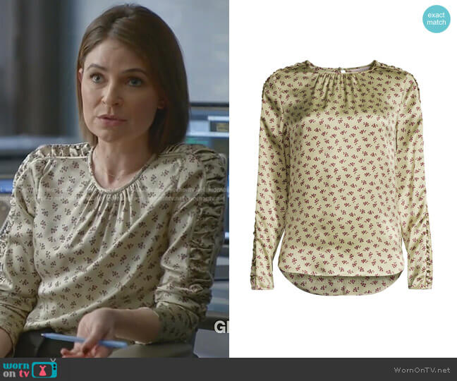 Rebecca Taylor Sage Fleur Ruched Top worn by Taylor Rentzel (MacKenzie Meehan) on Bull