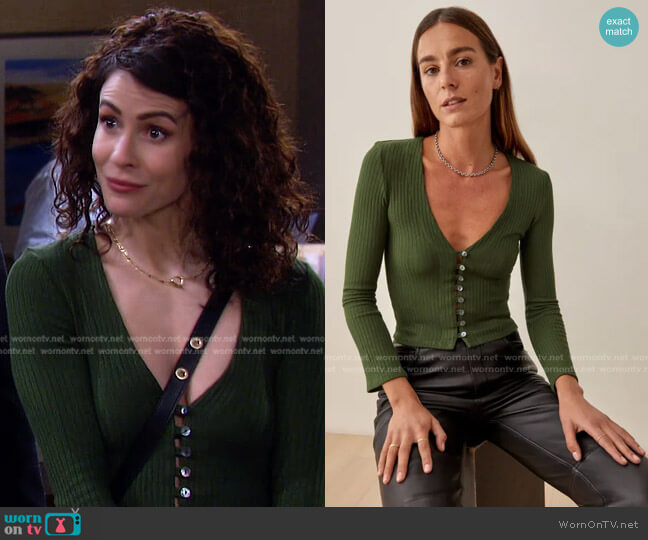 Reformation Gellar Knit Top worn by Sarah Horton (Linsey Godfrey) on Days of our Lives