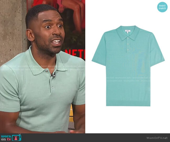 Reiss Blair Wool Polo Shirt worn by Justin Sylvester on E! News
