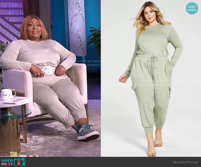 Nina Parker Trendy Plus Size French Terry Jumpsuit worn by Loni Love on The Real