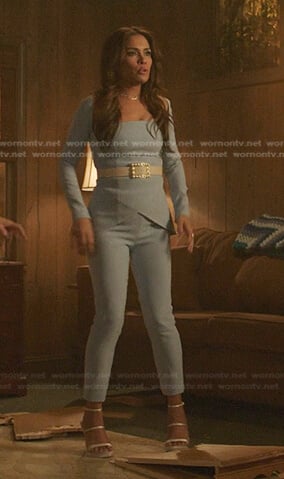 Rita’s blue peplum top on Dynasty