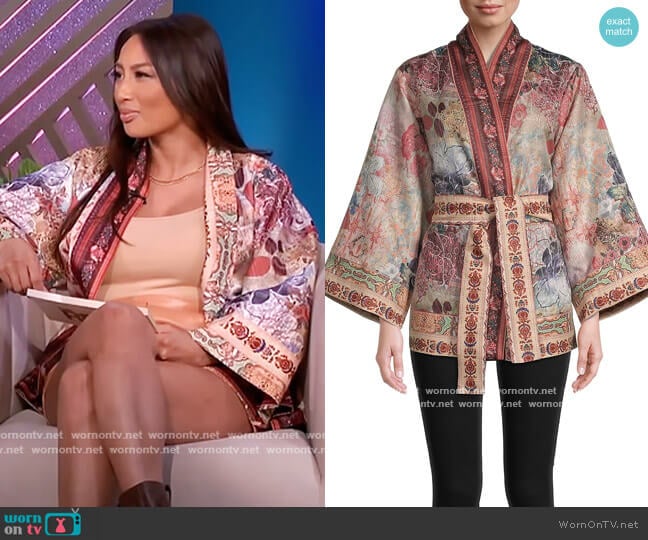 Robert Graham Autumn Satin Robe worn by Jeannie Mai on The Real