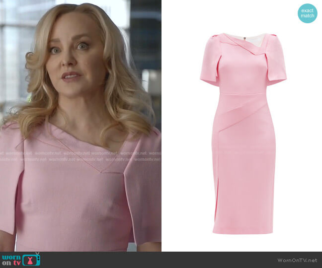 Roland Mouret Fenton Wool Crepe Midi Dress worn by Marissa Morgan (Geneva Carr) on Bull