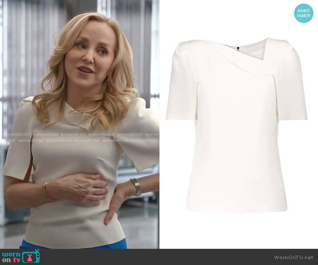 Roland Mouret Lynn Stretch-Crepe Top worn by Marissa Morgan (Geneva Carr) on Bull