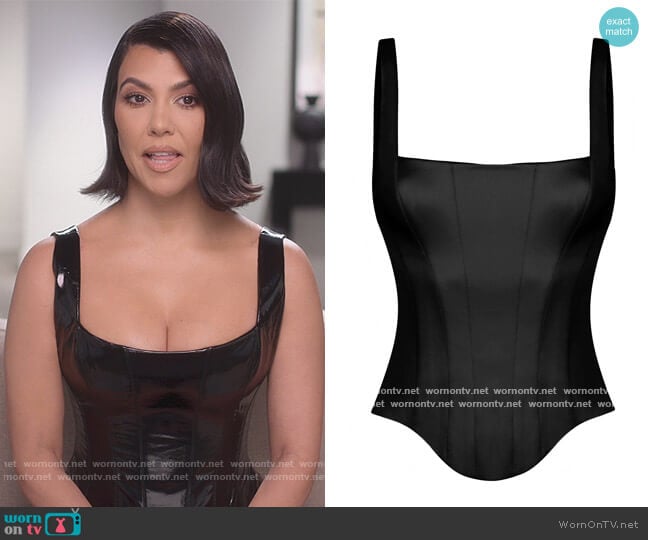 Rozie Corsets Satin Top with Stitching worn by Kourtney Kardashian (Kourtney Kardashian) on The Kardashians