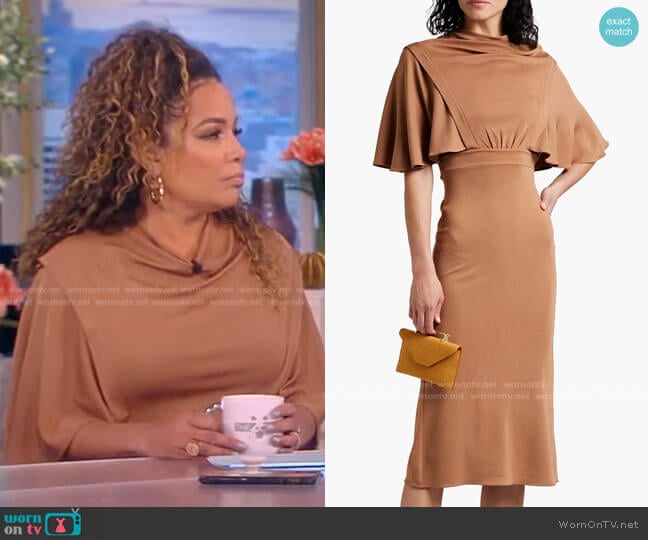 Safiyaa Miranda Cape-Effect Dress worn by Sunny Hostin on The View