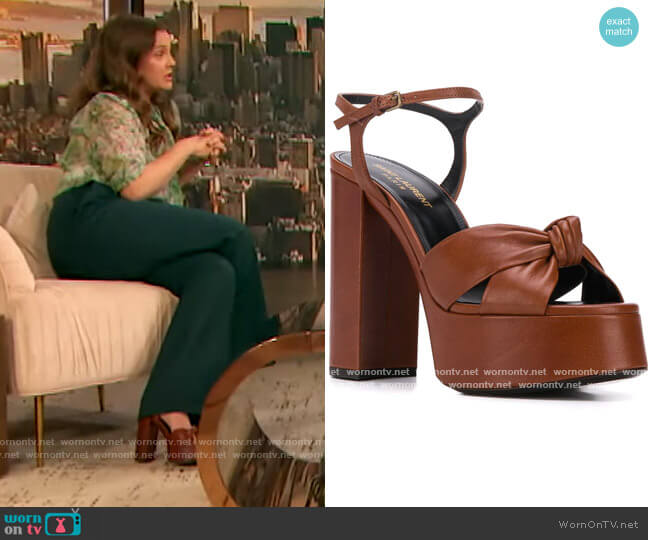 Saint Laurent Bianca 110mm platform sandals worn by Drew Barrymore on The Drew Barrymore Show